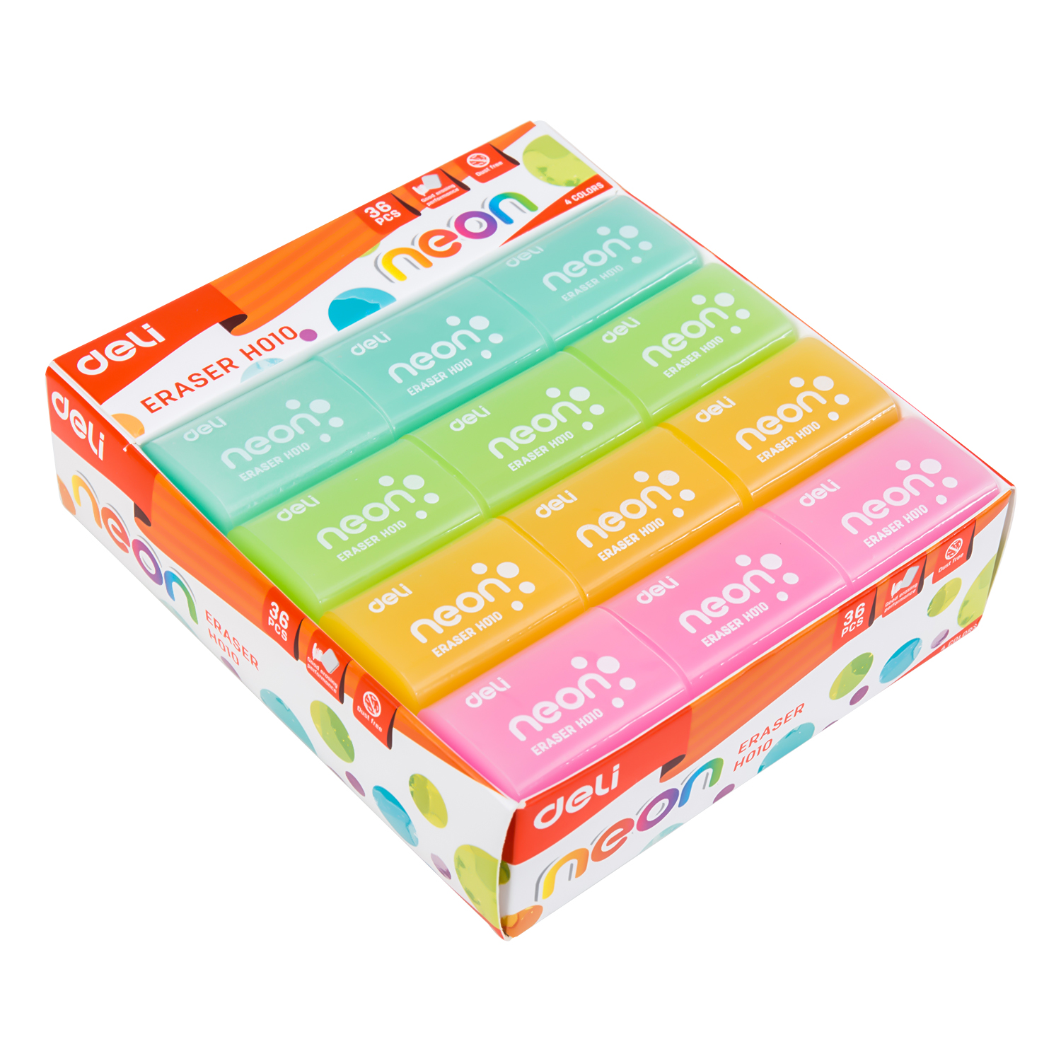 Ластик Deli "Neon", ассорти