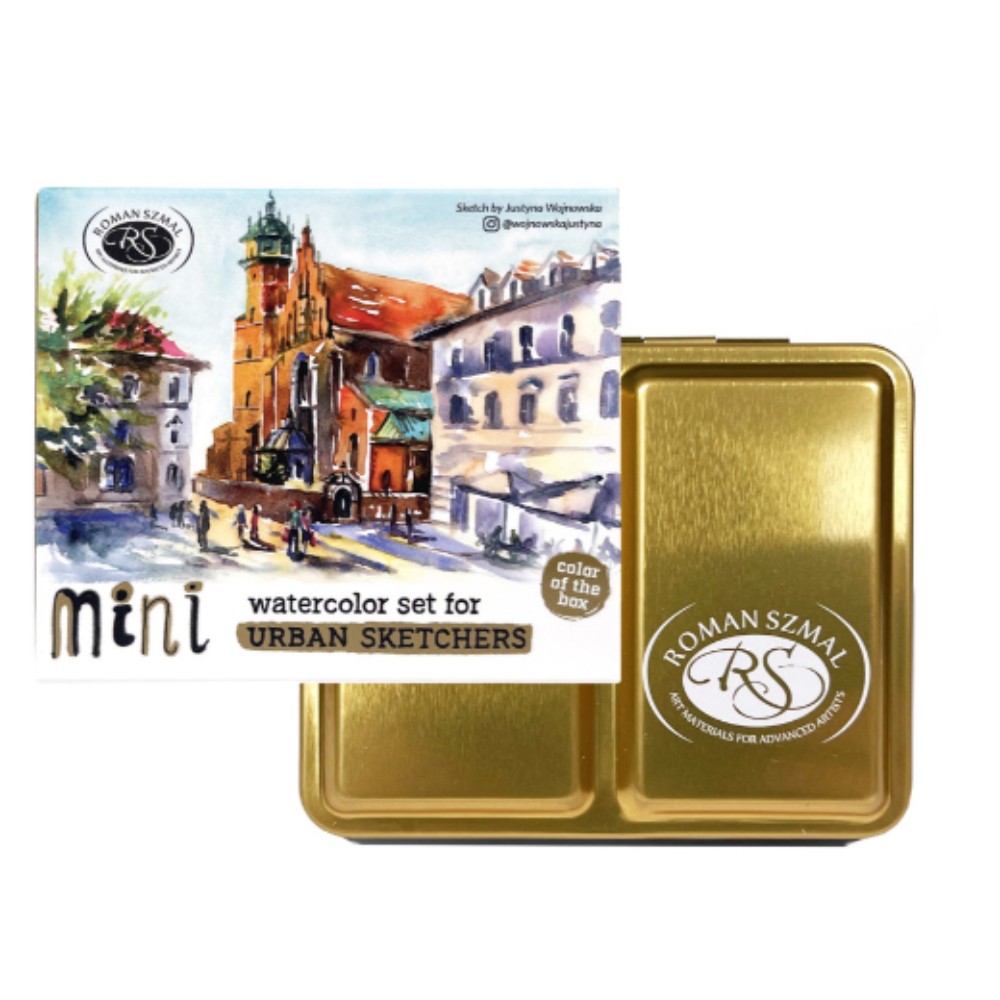 Краски акварельные "Aquarius. Mini Urban Sketcher set", 8 цветов, полукюветы, коробка, золотая