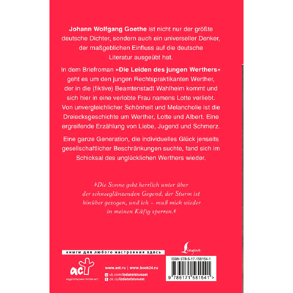 Книга на немецком языке "Die Leiden des jungen Werthers", Иоганн Вольфганг фон Гете,  -50%