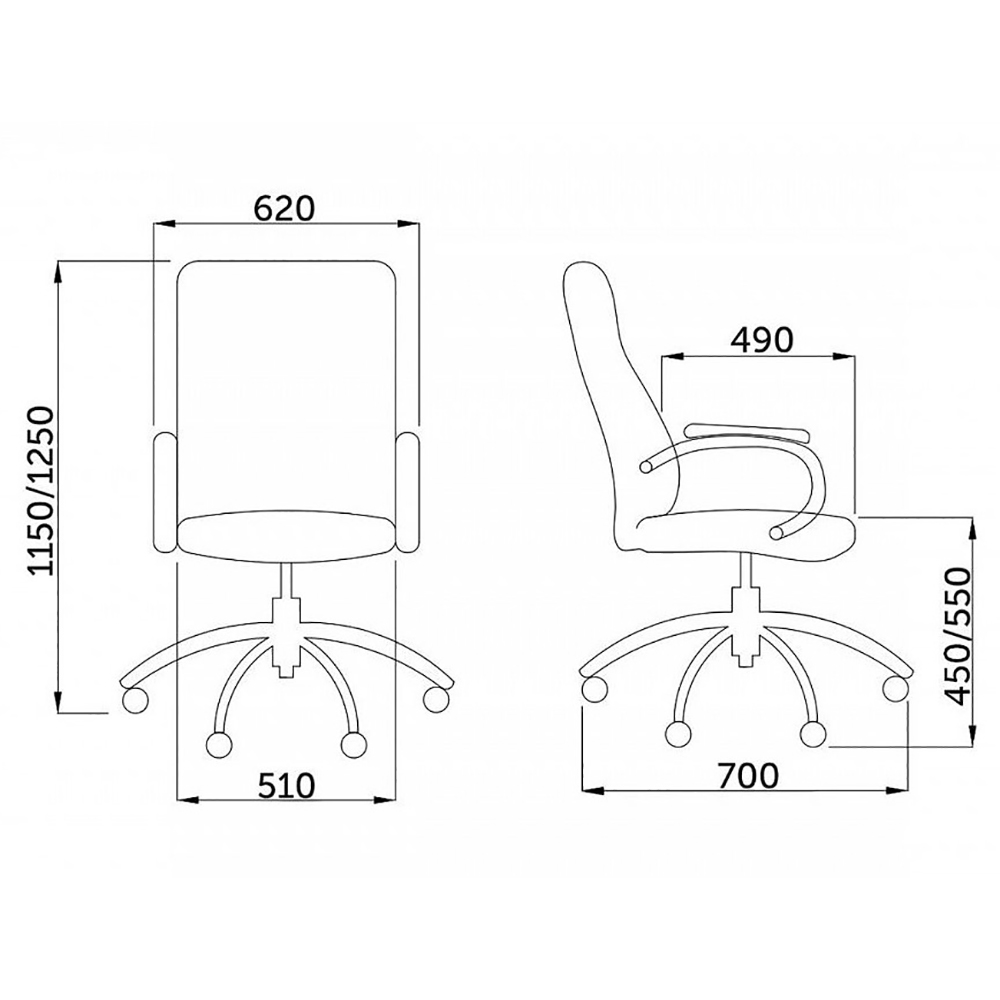 Кресло для руководителя "KING A" поворотное, хром, натуральная кожа, черный - 5