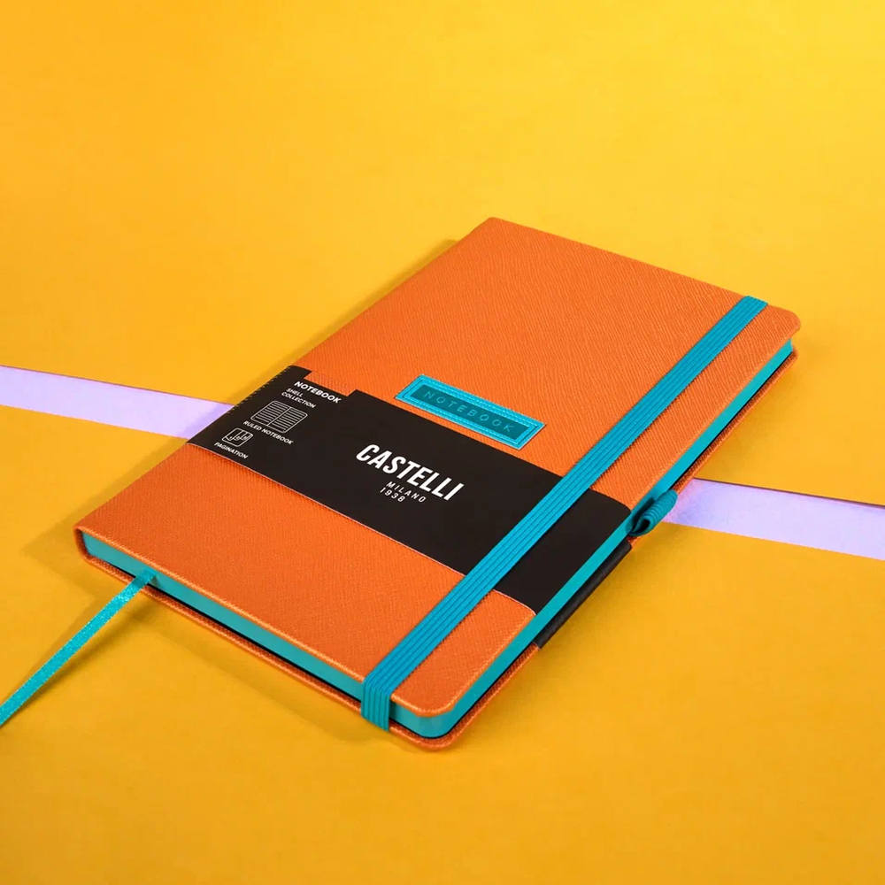 Блокнот "Shell tangerine", А5, 96 листов, оранжевый, срез голубой