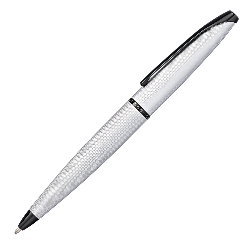 Ручка шариковая автоматическая "Cross Atx Brushed Chrome", 0.7 мм, серебристый, черный, стерж. черный