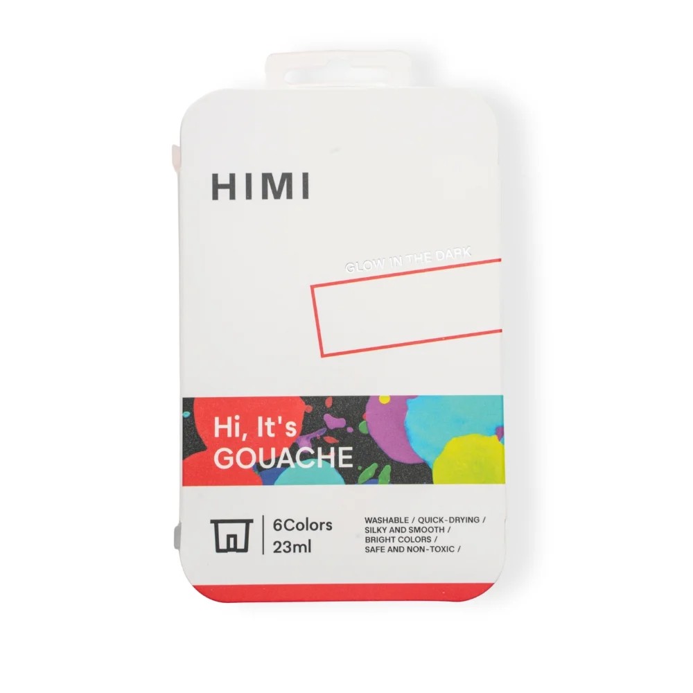 Краски гуашевые "Himi Jelly Cup.Glow in the dark. Bright color", набор 6 цветов, 23 мл., кювета, пластиковый футляр - 8