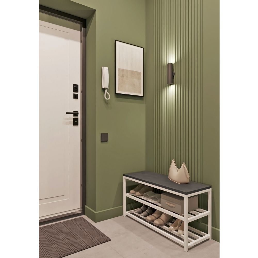 Обувница ALLERD 2 RION, белый муар, 830х320х450, металл бруклин - 3