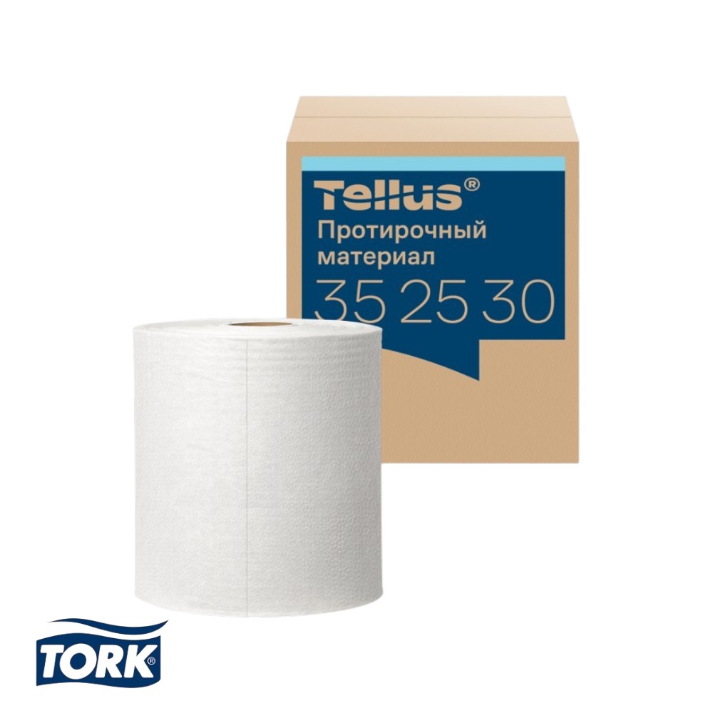 Протирочный материал нетканый Tellus c центральной вытяжкой повышенной прочности, 1 слой, 106,4 м, WM1/WM3