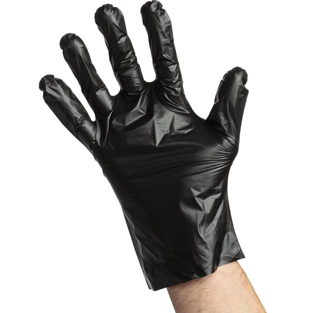 Перчатки ТПЭ одноразовые "Aviora", р-р M, 100 шт/упак, черный