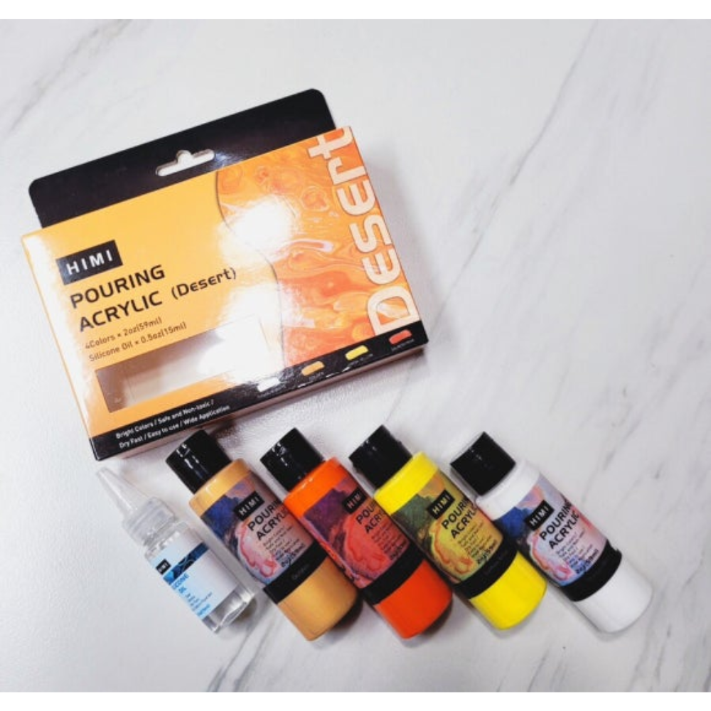 Краски акриловые для пуринга "HIMI", цвета пустыни, набор из 4 цветов, бутылки