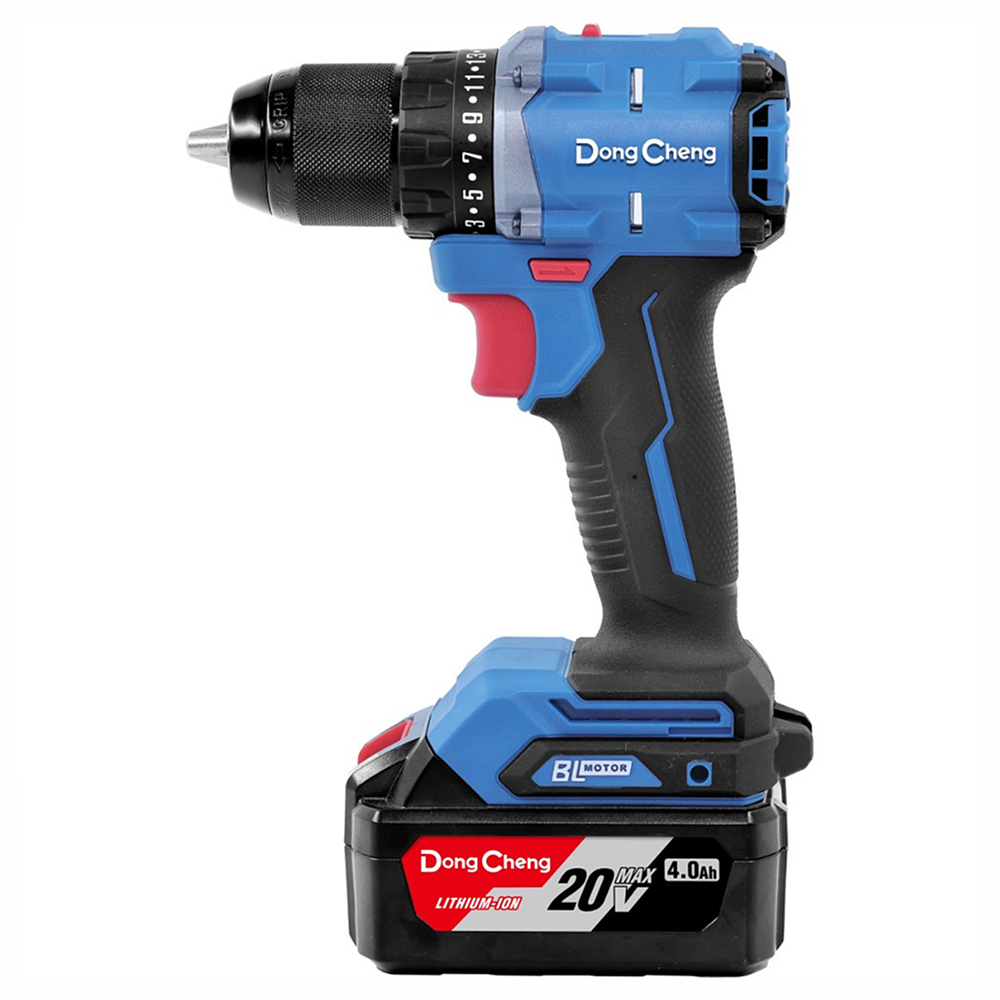 Дрель-шуруповерт "DongCheng" аккумулятор, бесщеточная 20В, 500Вт, 60Нм, аккум. 2.0Ачх2, з/у 2А, тип AM