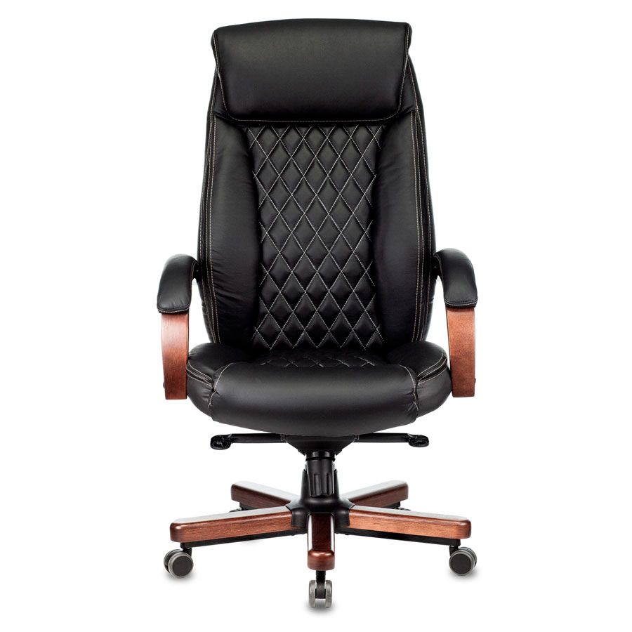 Кресло руководителя Бюрократ "T-9924WALNUT", кожа, металл, дерево, черный