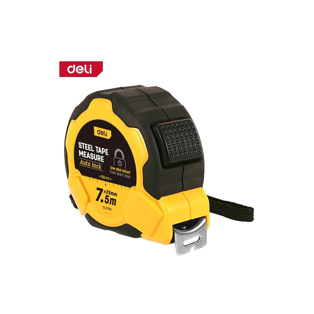 Рулетка Deli YS EDL3798, 7,5 м х 25 мм, желтый, черный