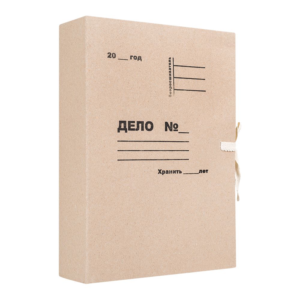 Папка для бумаг "Дело" с завязками, 70 мм, 4 завязки, крафт