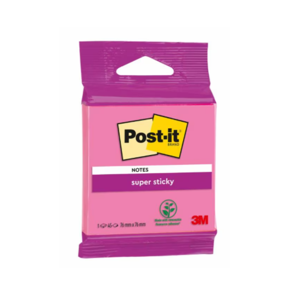 Бумага для заметок "Post-it SuperSticky", 76х76 мм, 45 листов, ассорти - 4
