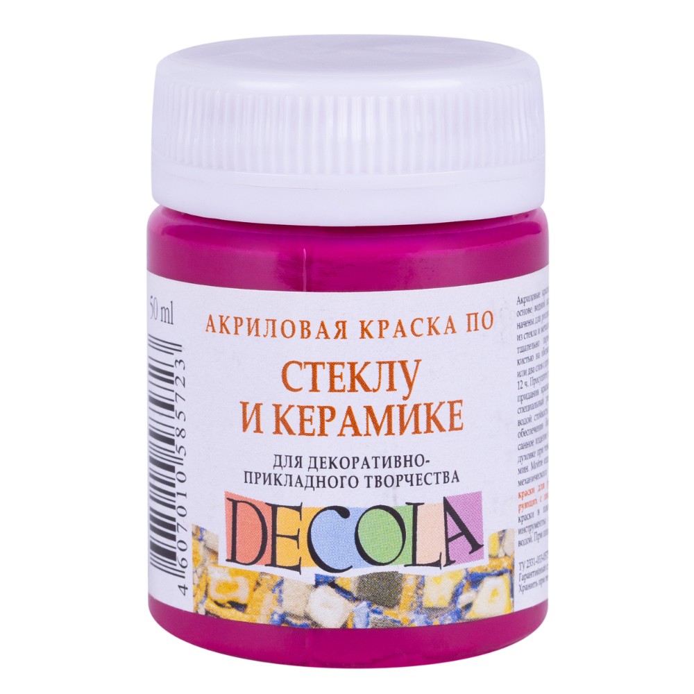Краска акриловая по стеклу и керамике "Декола", 335 розовая светлая, 50 мл., банка