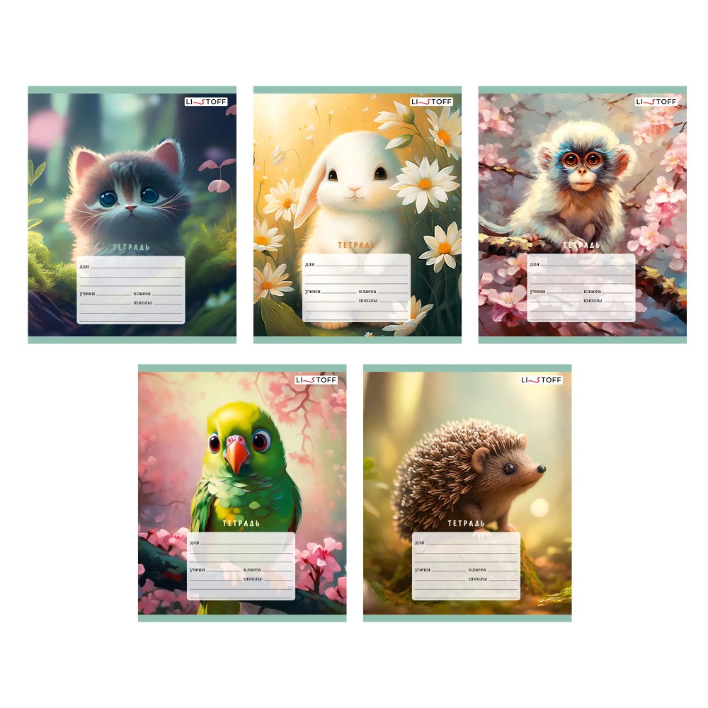 Тетрадь "Зверушки", ассорти