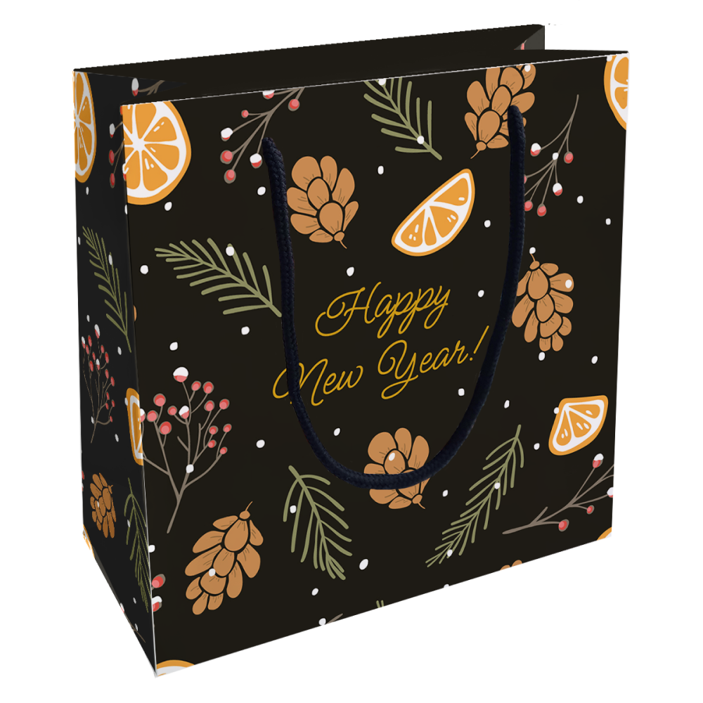 Пакет бумажный подарочный "Spruce. Шишки", 20х20х8 см