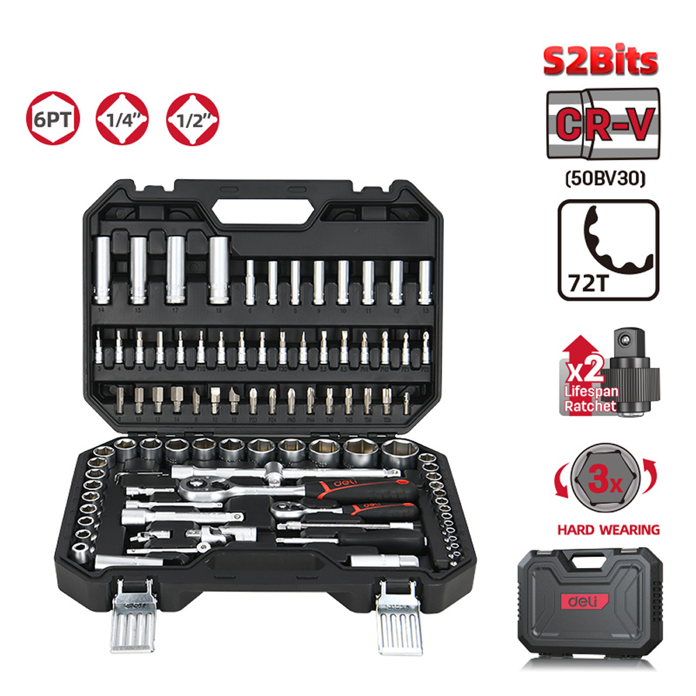 Набор инструмента 1/4", 1/2" Deli RS EDQ44094, 94 предмета - 9