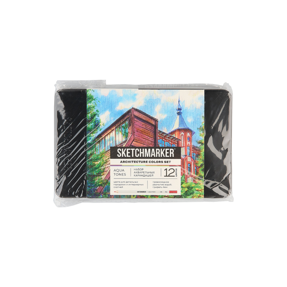 Цветные карандаши акварельные "Sketchmarker Архитектура", набор 12 цветов, жестяной пенал