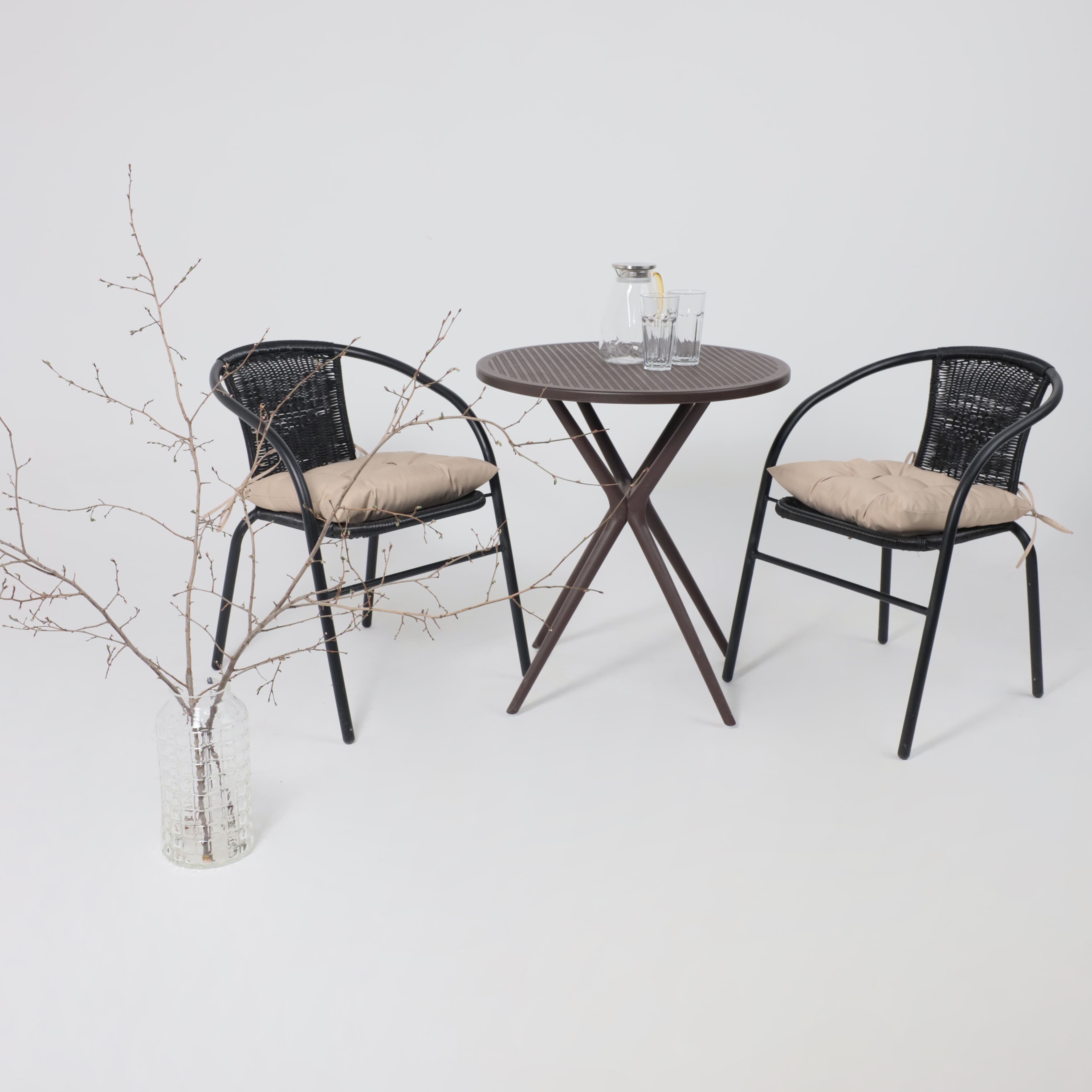 Кресло садовое AksHome RVERONA, PP, черный, сталь-черная