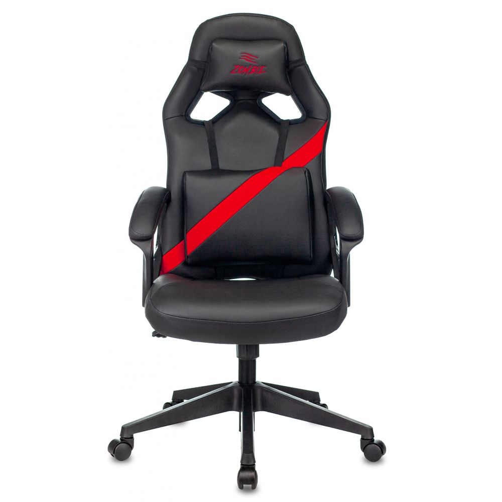 Кресло игровое "Zombie DRIVER", экокожа, пластик, черный, красный