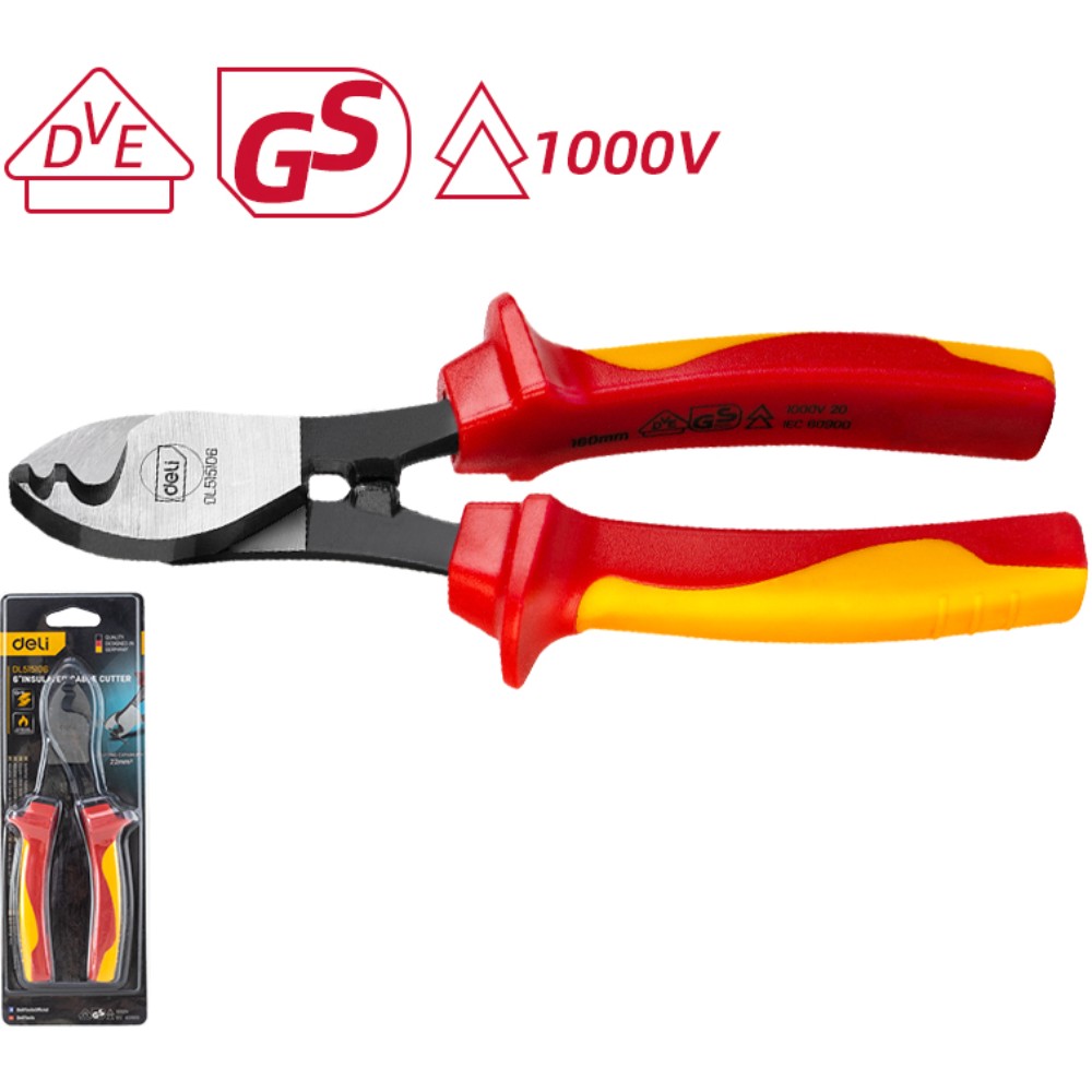 Кабелерез диэлектрический Deli YS EDL515106, 160 мм, красный, желтый