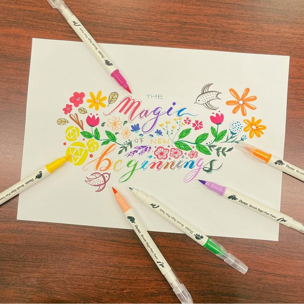 Маркер-кисть "Brush Sign pen twin", 18 шт