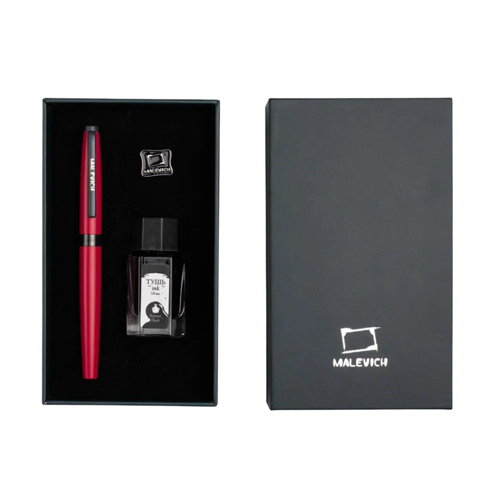 Ручка перьевая EF "Малевичъ", металл, с конвертером, набор чернила + значок