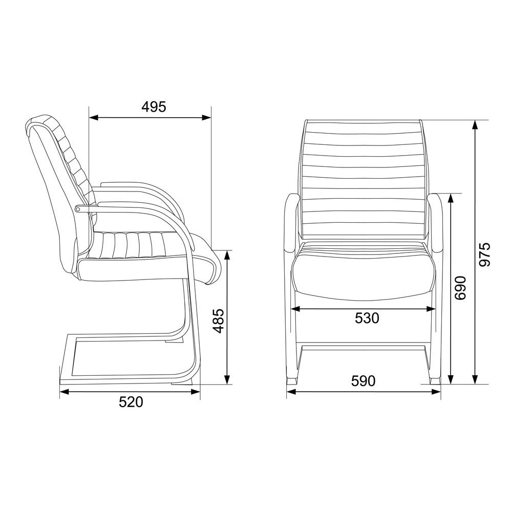 Кресло на полозьях Бюрократ "T-8010N-LOW-V", экокожа, металл, слоновая кость - 6