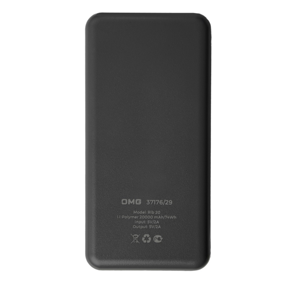 Внешний аккумулятор Power Bank "Rib 20", 20000 mAh, черный - 2