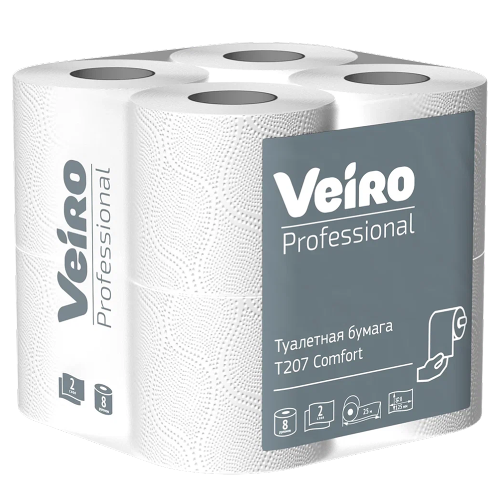 Бумага туалетная "Professional Comfort", 2 слоя, 8 рулонов