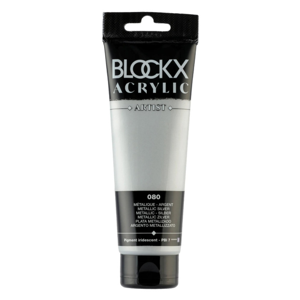 Краски акриловые "Blockx", 080 серебро металлик, 120 мл