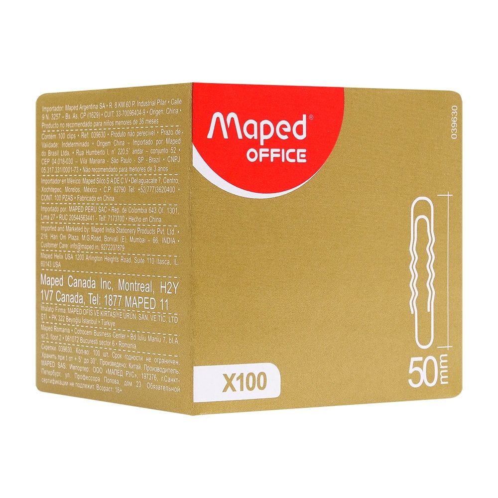 Скрепки гофрированные Maped, 50 мм, 100 шт, серебристый