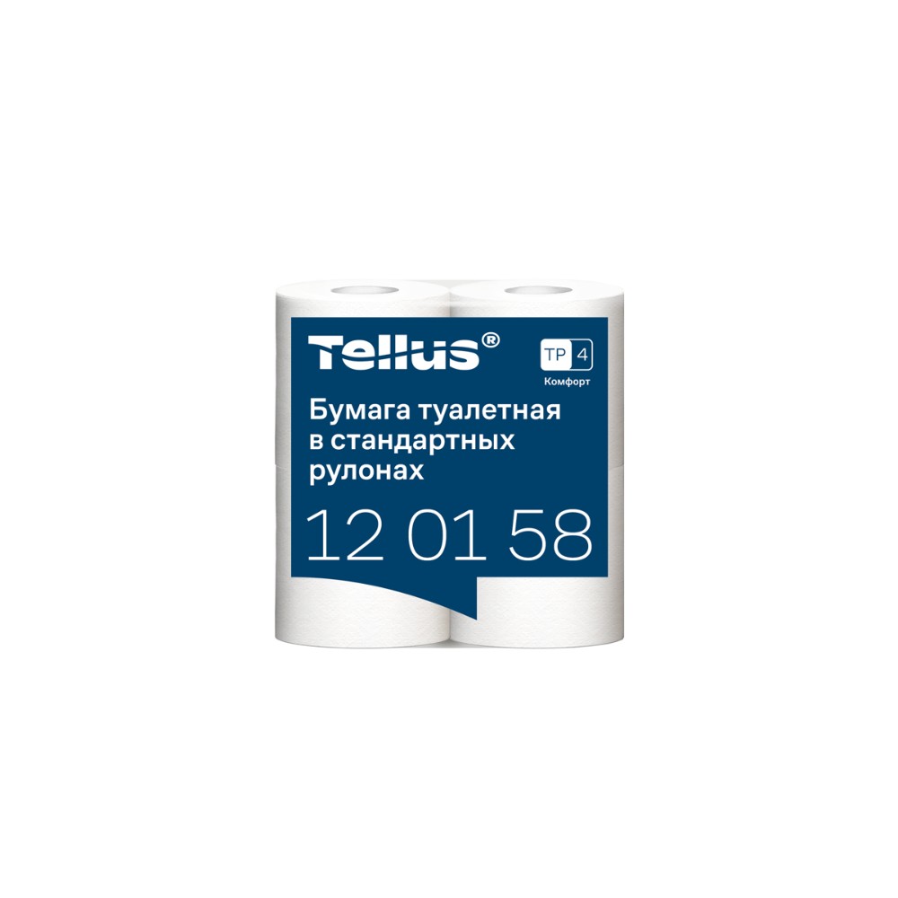 Бумага туалетная Tellus Комфорт, TP4, 4 рулона, 23 м., 2 слоя - 3