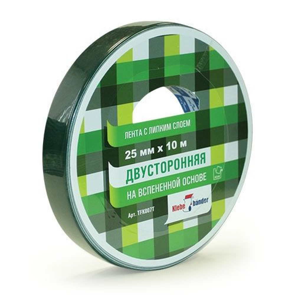 Лента клейкая двусторонняя на вспененной основе 25мм х 10м Klebebander TFK007T, в и/у
