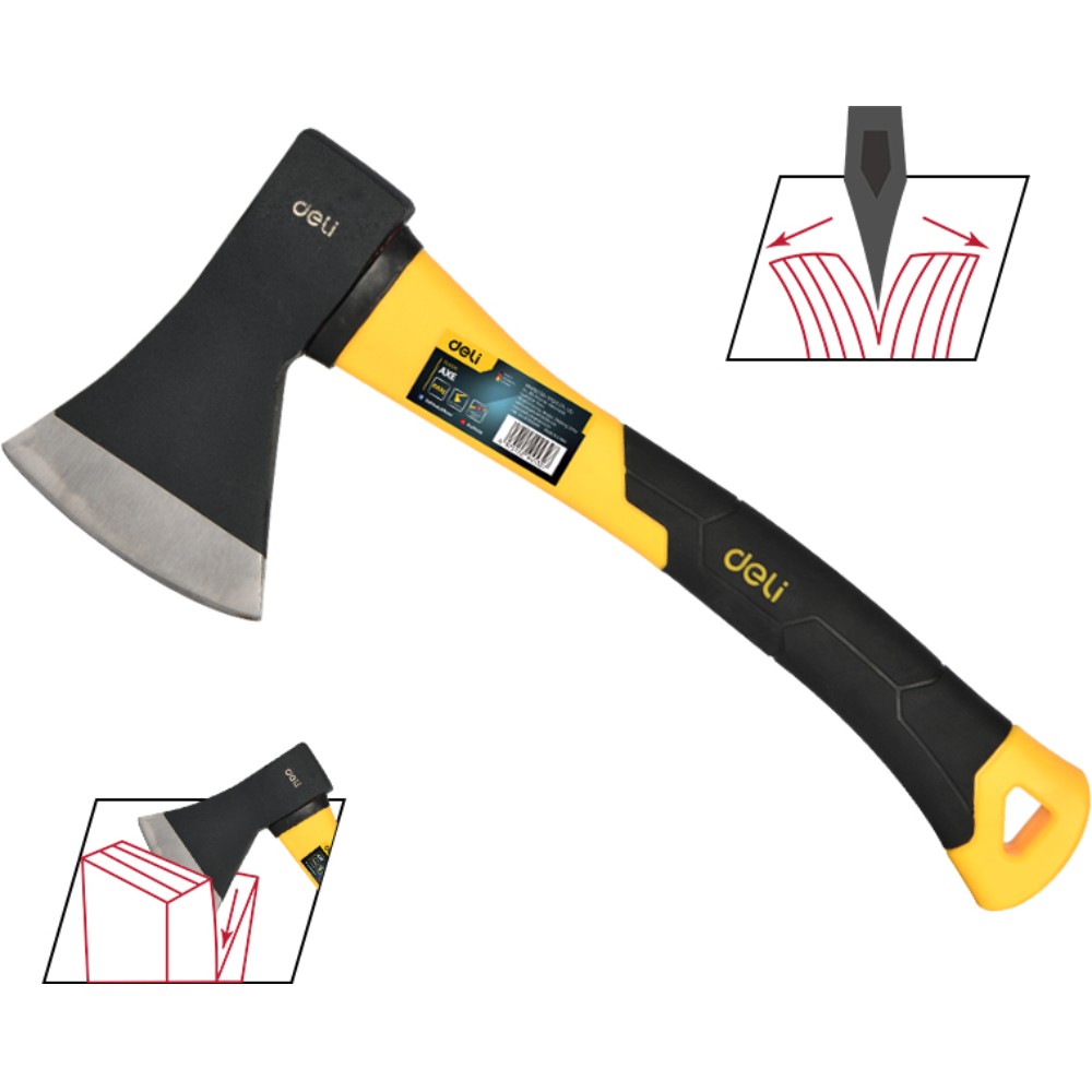 Топор Deli "EDL5709", 0.8 кг,  фиберглассовая рукоятка