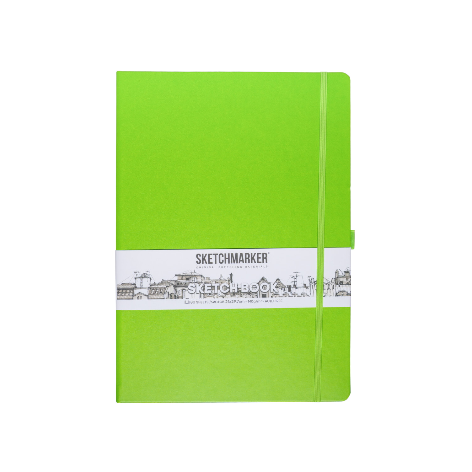 Скетчбук "Sketchmarker", 21x29,7 см, 140 г/м2, 80 листов, зеленый луг