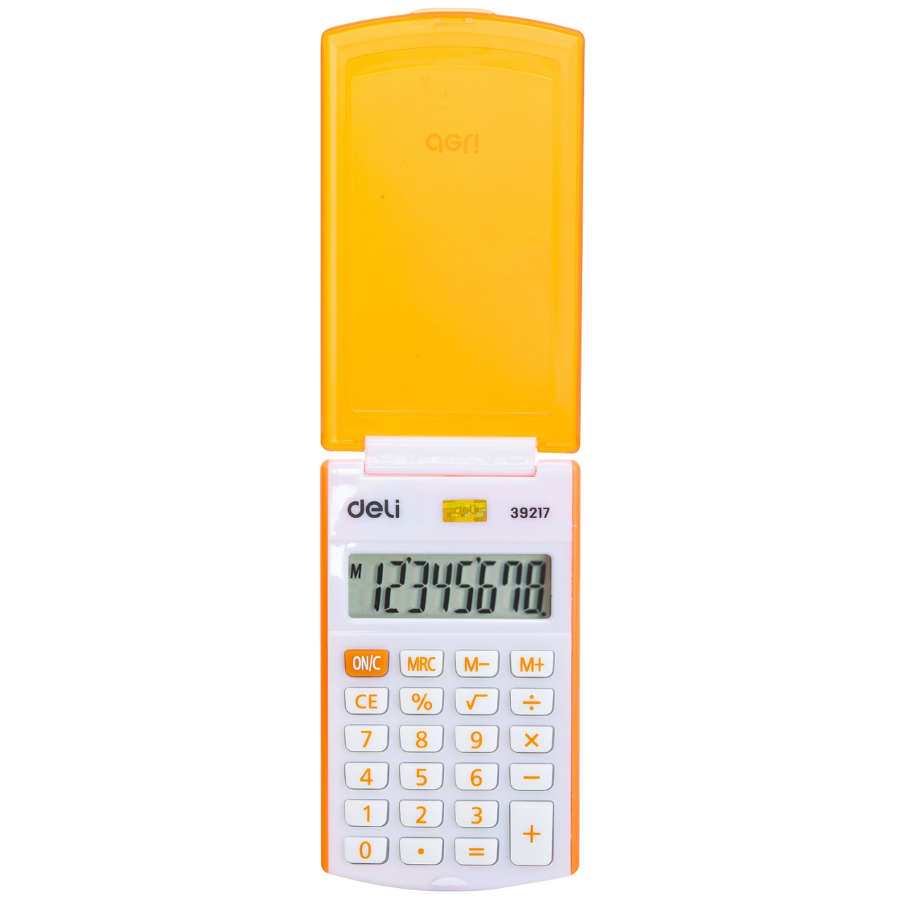  Калькулятор карманный Deli "Easy 39217", 8-ми разрядный, пластик, белый, оранжевый
