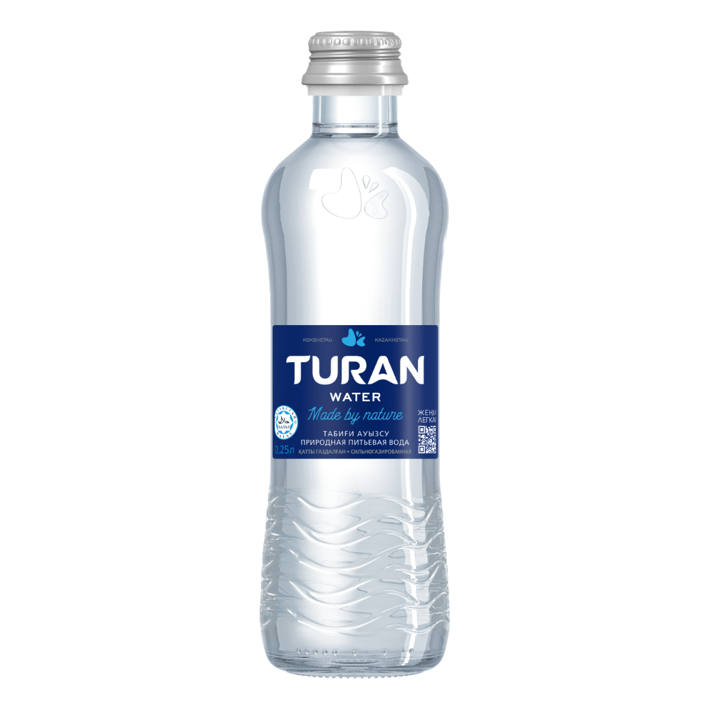 Вода минеральная питьевая "Тuran", газированная, 0.25 л, стеклянная бутылка