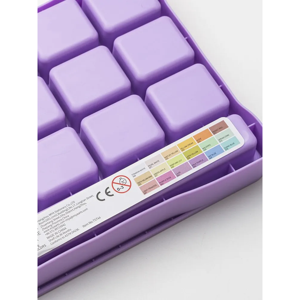 Краски гуашевые "Himi Jelly Cup. Pastel colors", 18 цветов, кювета, фиолетовый футляр - 6
