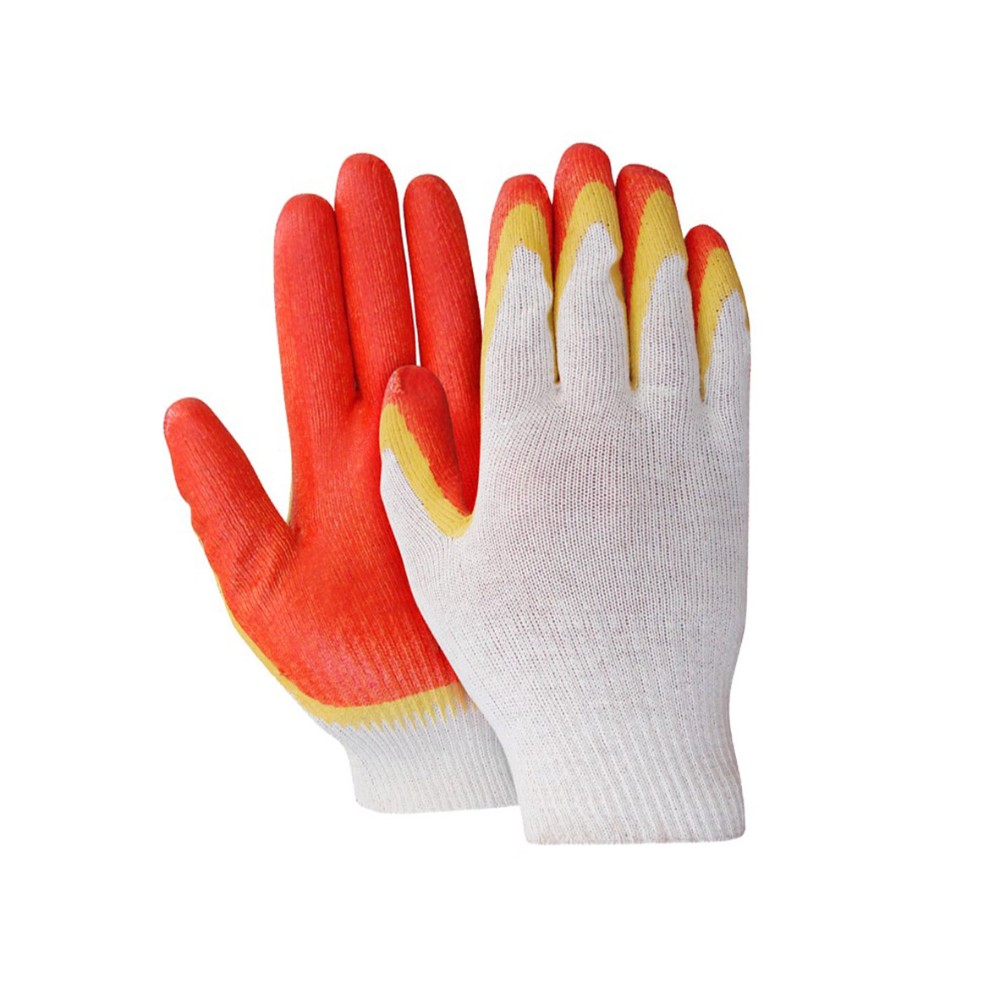 Перчатки трикотажные х/б,  двойной латексный облив, красный