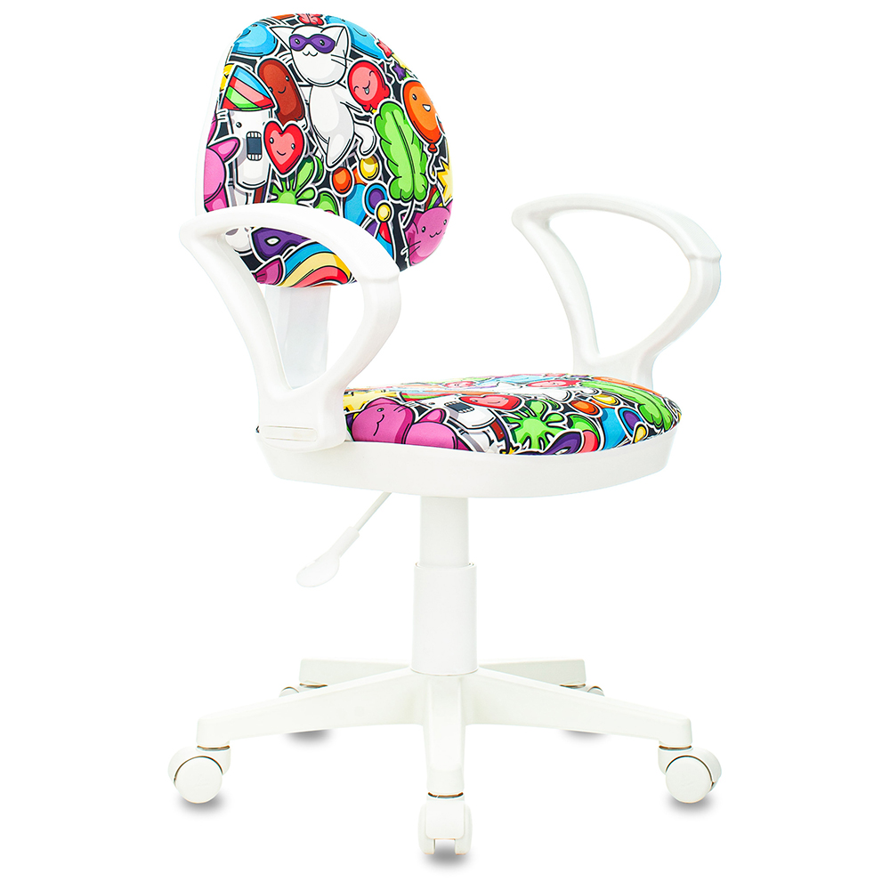 Кресло для детей "Бюрократ KD-3/WH/ARM", пластик белый, мультиколор маскарад