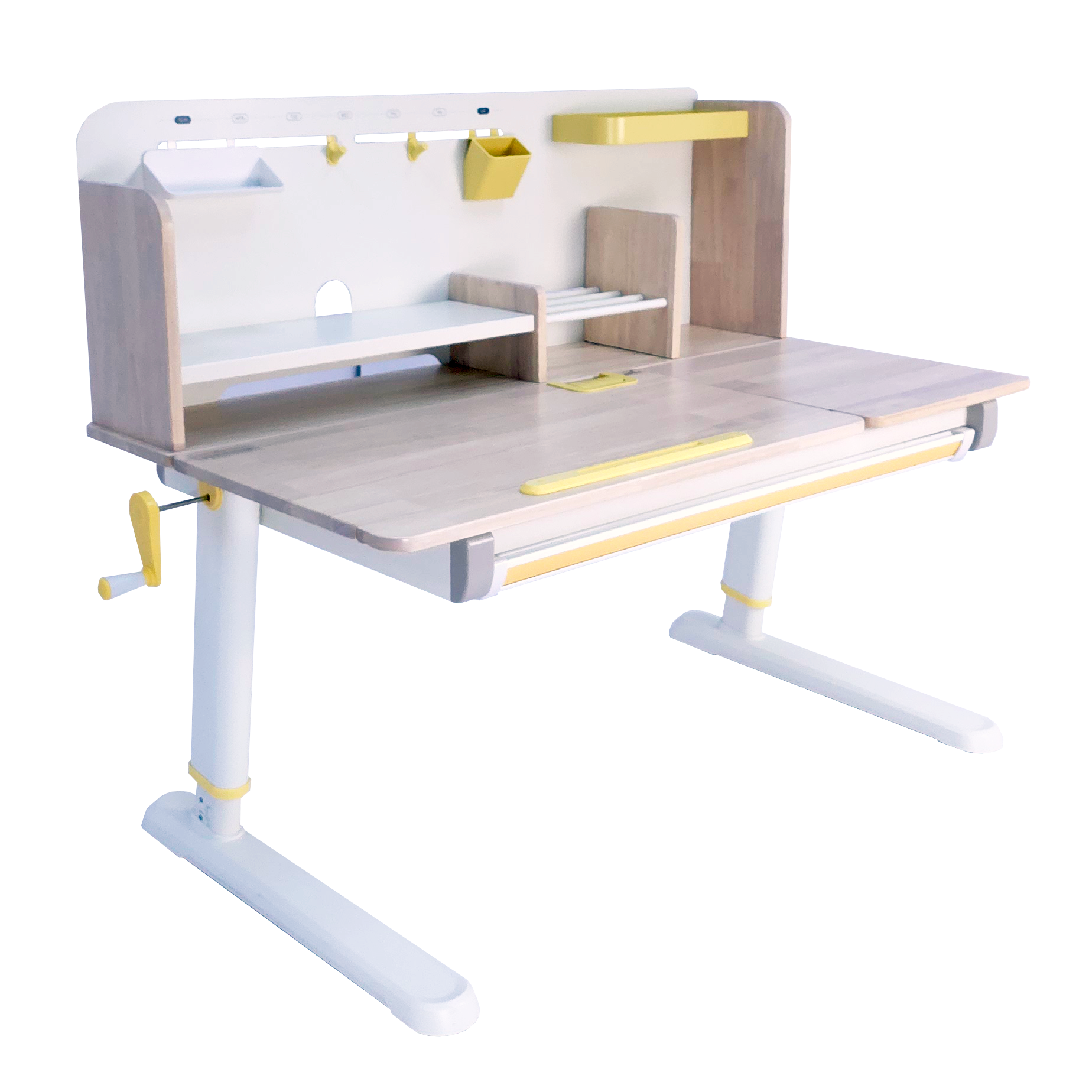 Стол Ergosmart регулируемый Galleon, 1200х700х(520-760) мм, гевея беленая, с книжной полкой