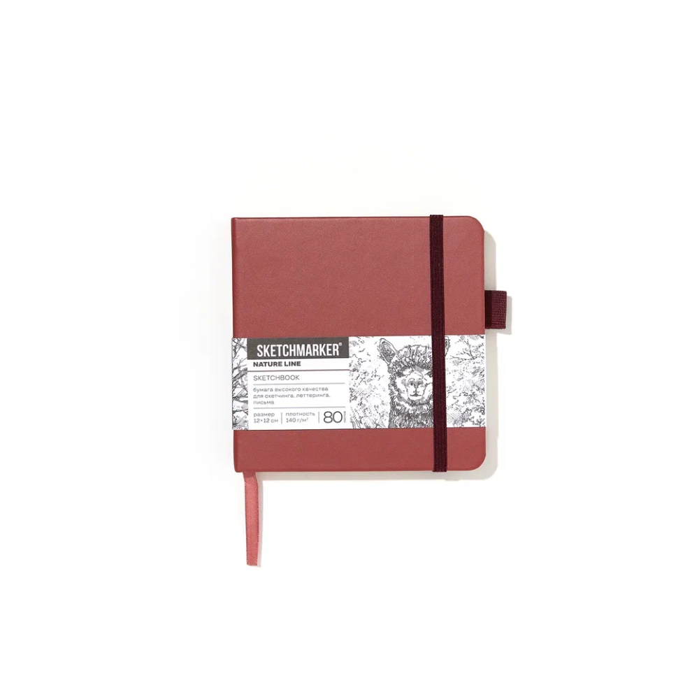 Скетчбук "Sketchmarker", 12х12 см, 140 г/м2, 80 листов, красный винтаж