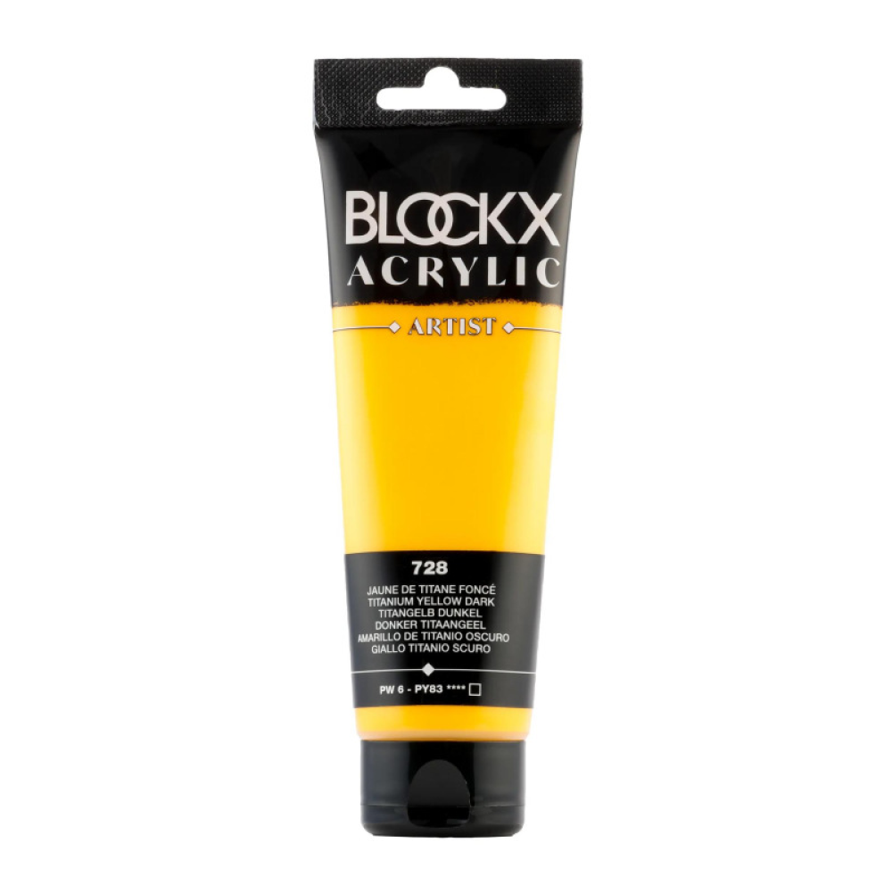 Краски акриловые "Blockx", 728 титановый желтый темный, 120 мл
