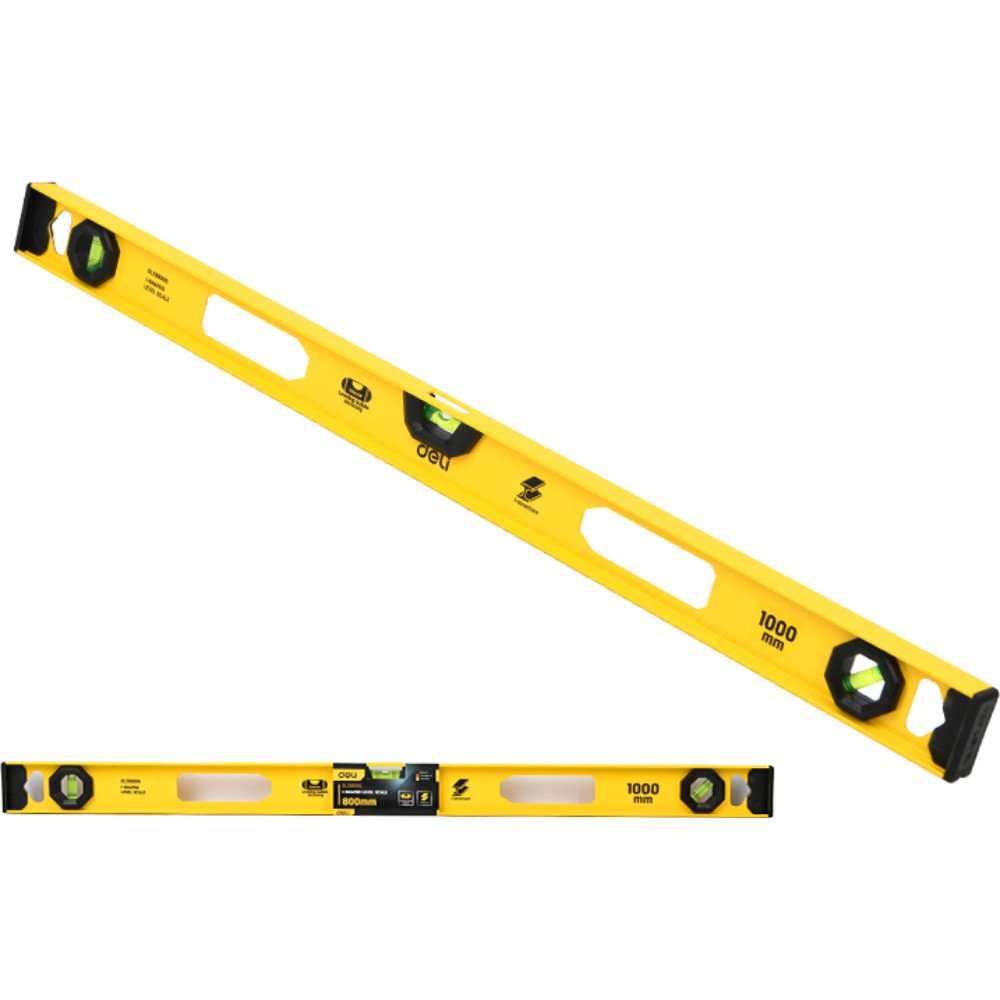 Уровень строительный Deli YS EDL291000G, 1000 мм, рельсовый