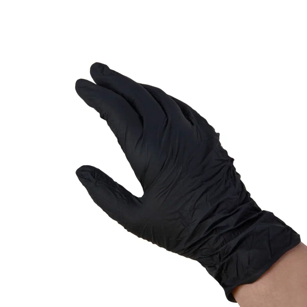 Перчатки нитриловые неопудренные одноразовые  BVB, р-р L, 100 шт/уп., черный - 5