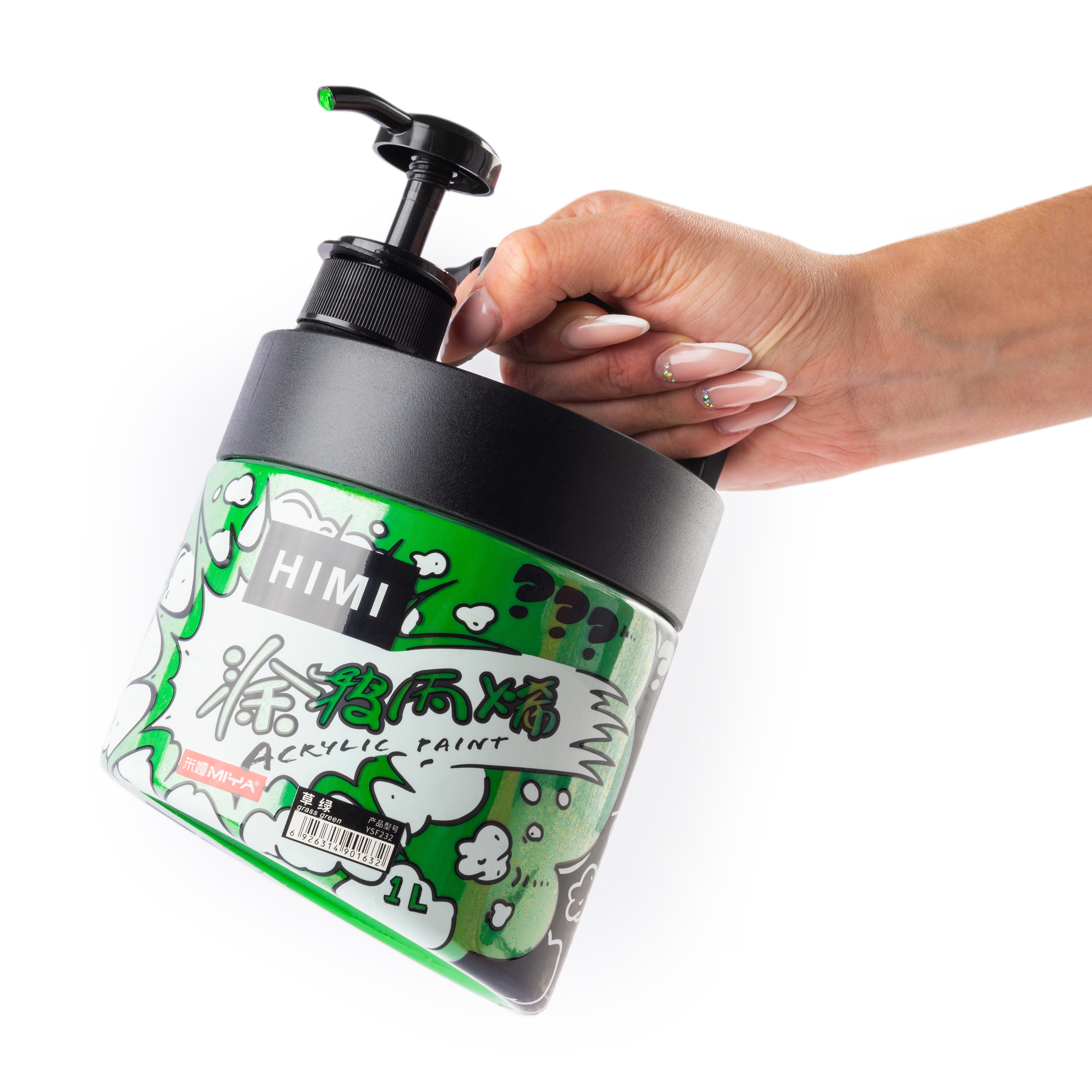 Краски акриловые "Himi Miya", 072 травяной зеленый, 1 л, банка с помпой - 4