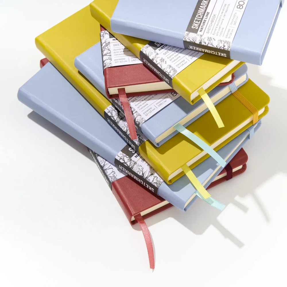 Скетчбук "Sketchmarker", 13х21 см, 140 г/м2, 80 листов, красный винтаж - 8