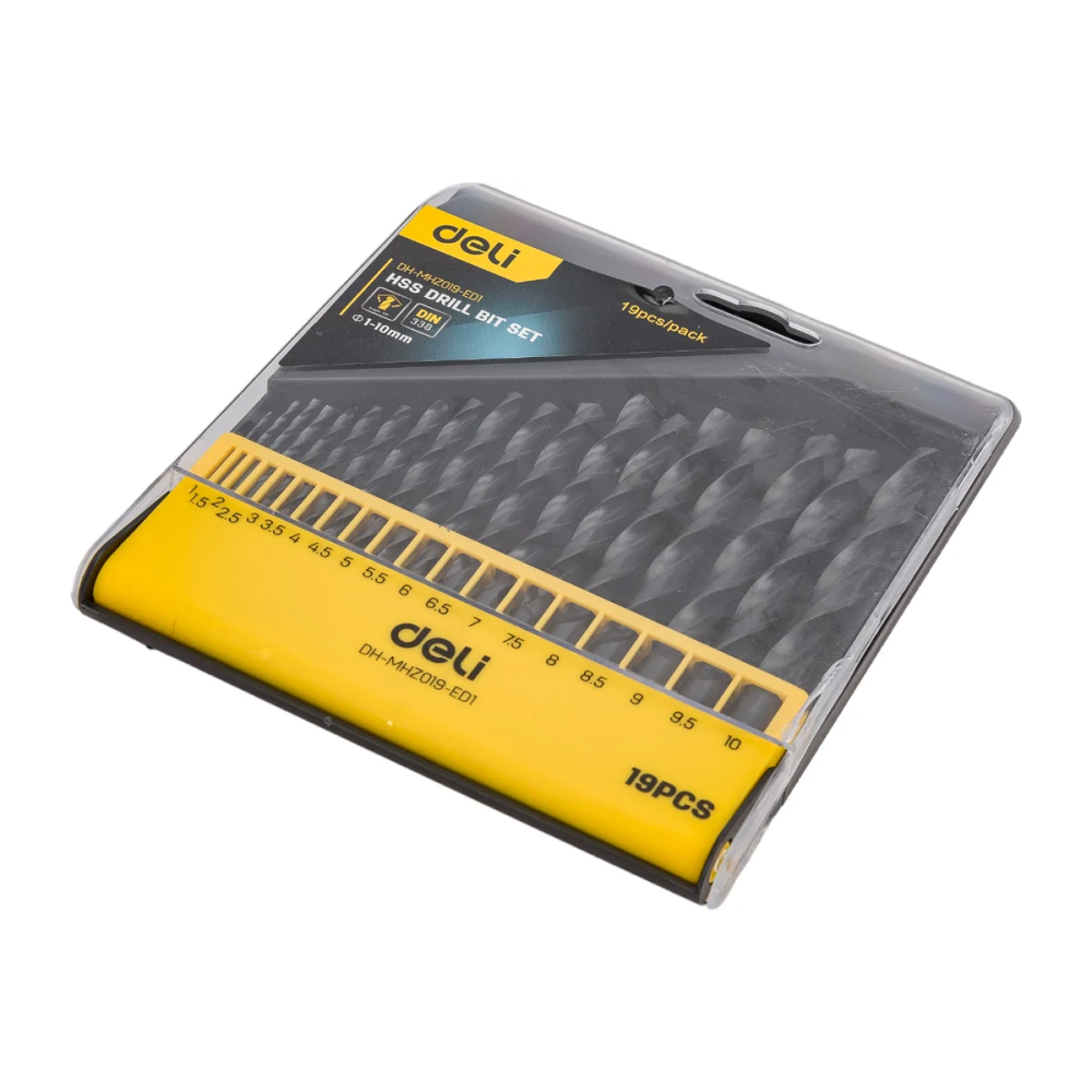 Набор сверл по металлу Deli "EDH-MHZ019-ED1", 19 шт, черный