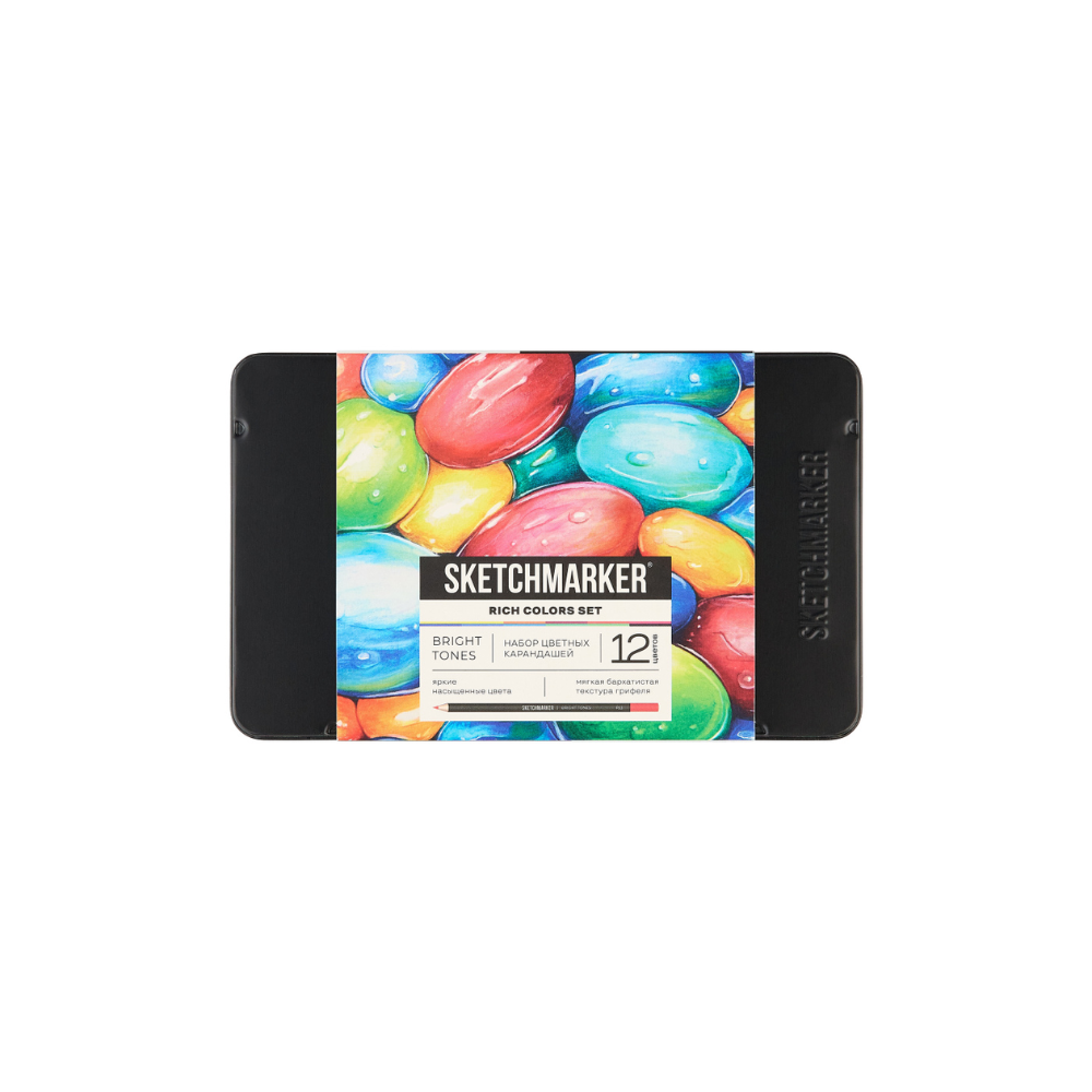 Карандаши цветные "Sketchmarker Яркие цвета", набор 12 цветов, жестяной пенал