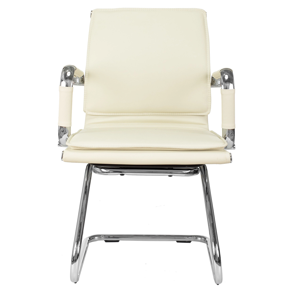 Кресло на полозьях "Бюрократ Ch-993-Low-V", экокожа, слоновая кость, металл хром - 2